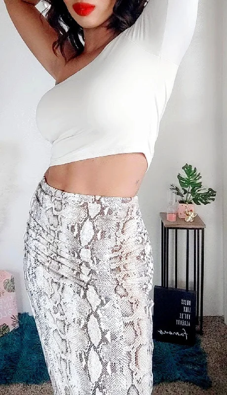 High Waisted Snake Print Skirt