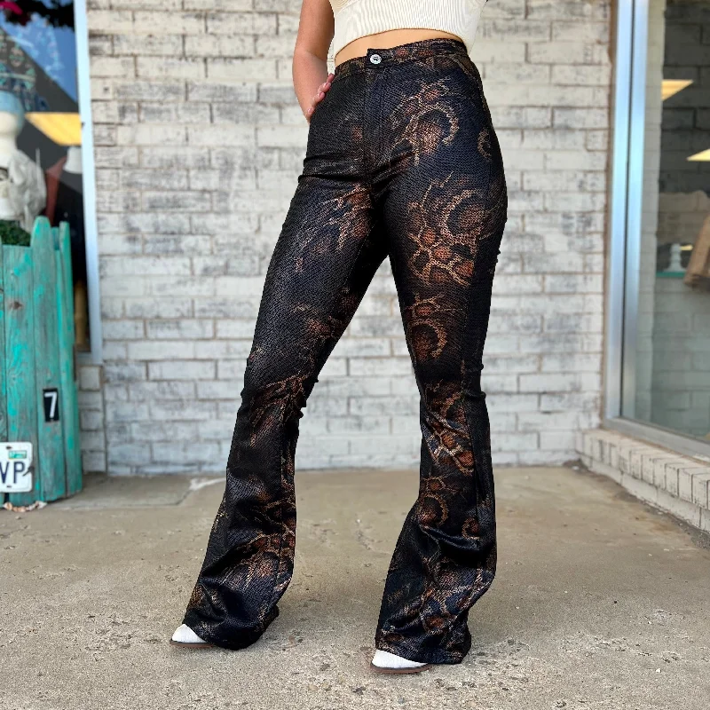 Sassy Snake Print Flares