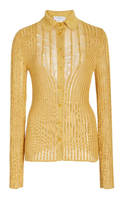 Aera Knit Shirt in Gold Shappe Silk