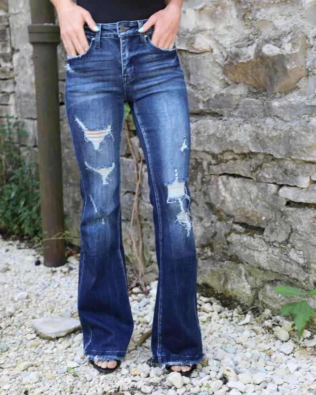 *PETITE* The Lost Cause Flare Jeans in Dark Wash