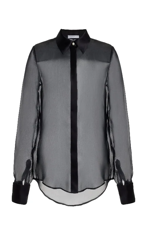 Horus Sheer Shirt in Black Silk Organza