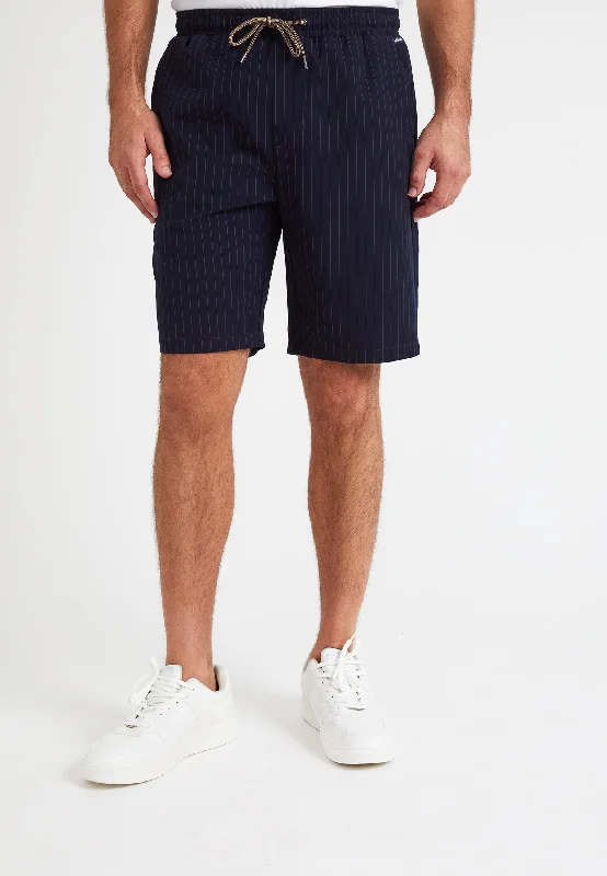 Short chino homme ligné bleu marine