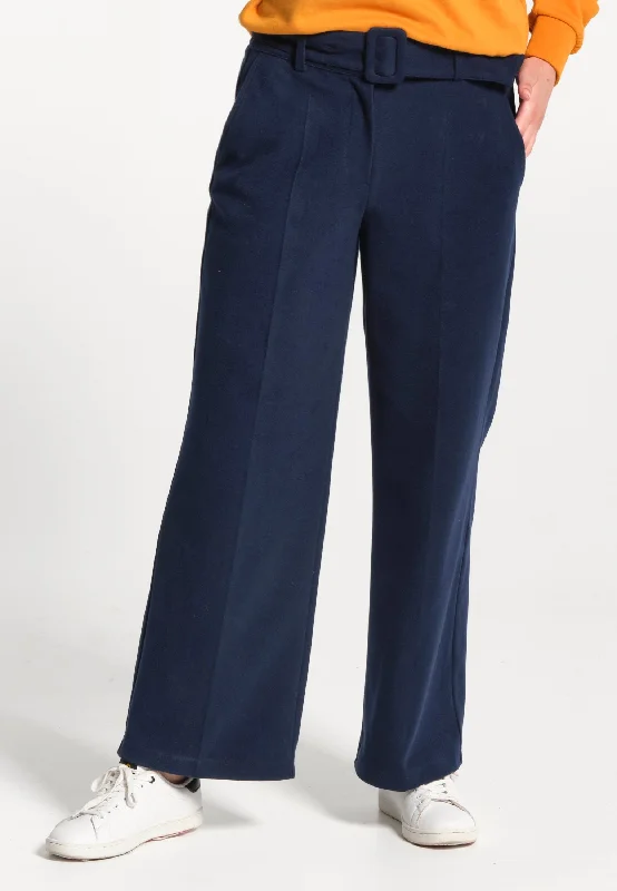 Pantalon femme évasé bleu marine