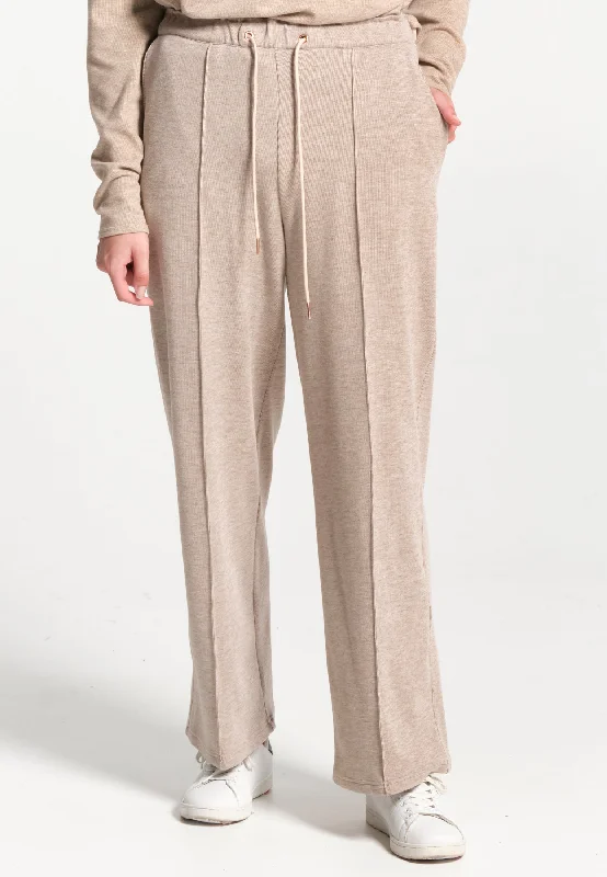 Pantalon femme évasé beige