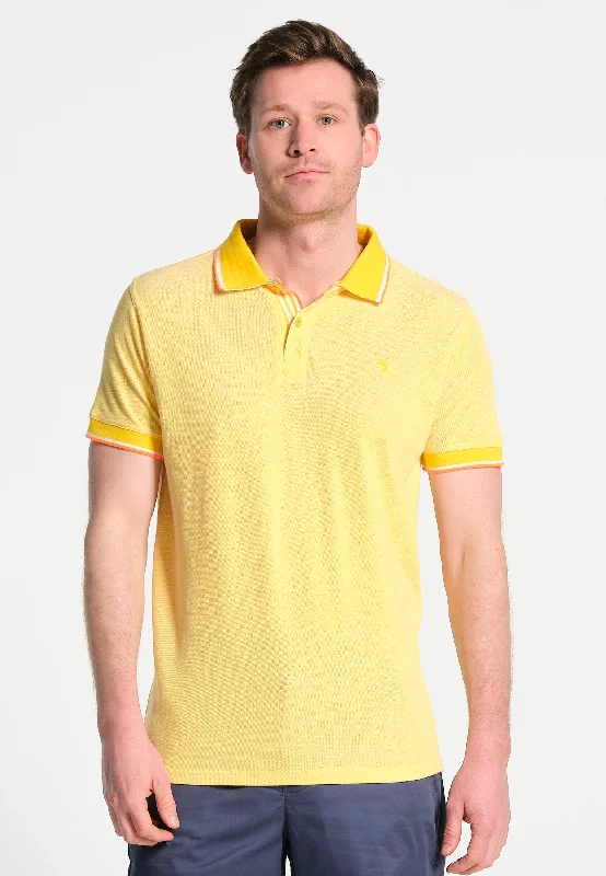 Polo homme jaune double fil