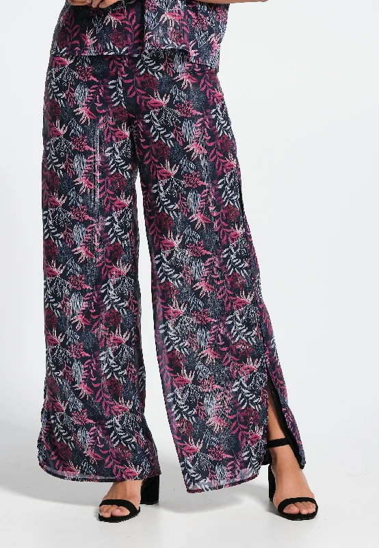 Pantalon femme évasé imprimé fleuri