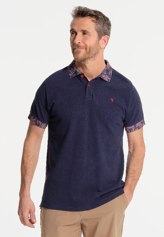 Polo homme bleu marine avec finitions végétales