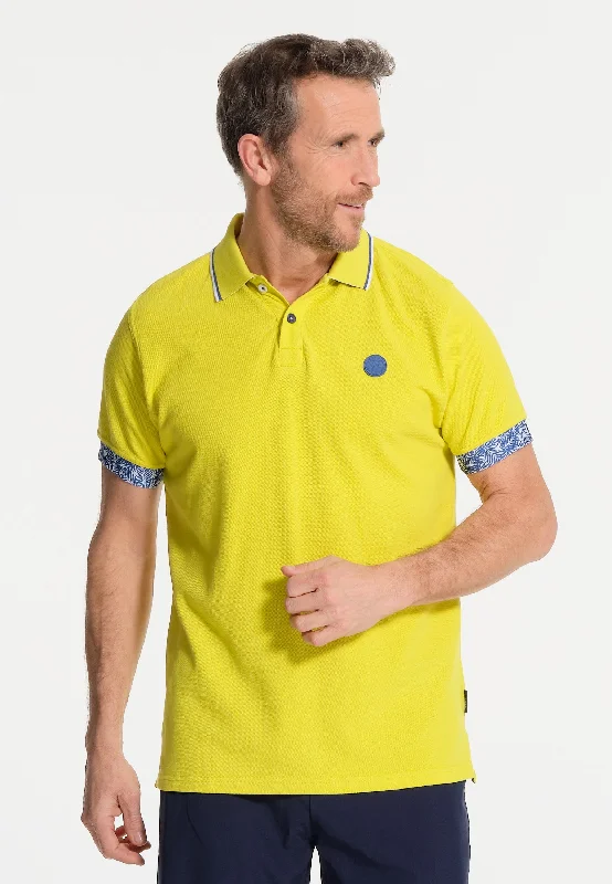 Polo homme citron avec finitions contrastées