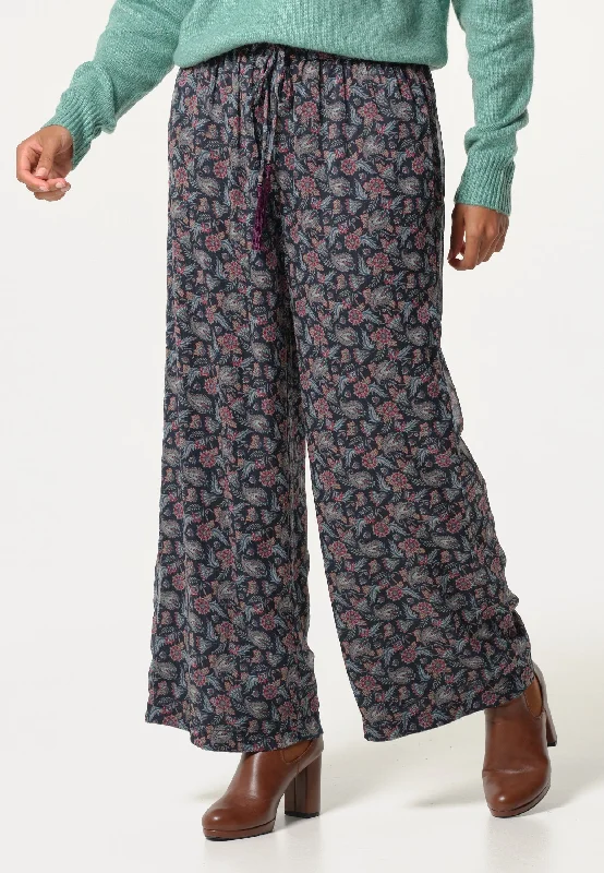 Pantalons femme fluide avec imprimé fleuri