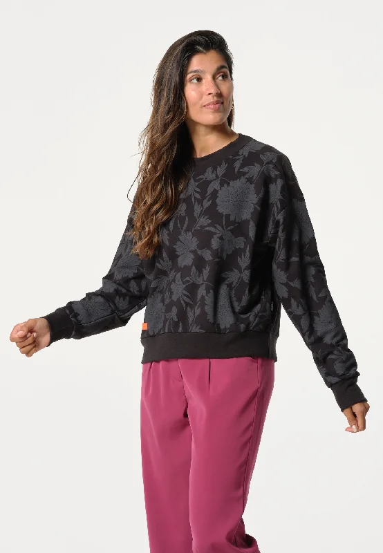 Sweatshirt femme imprimé fleuri ton sur ton