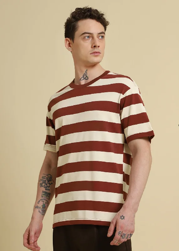 Brown And Cream Stripe T-Shirt