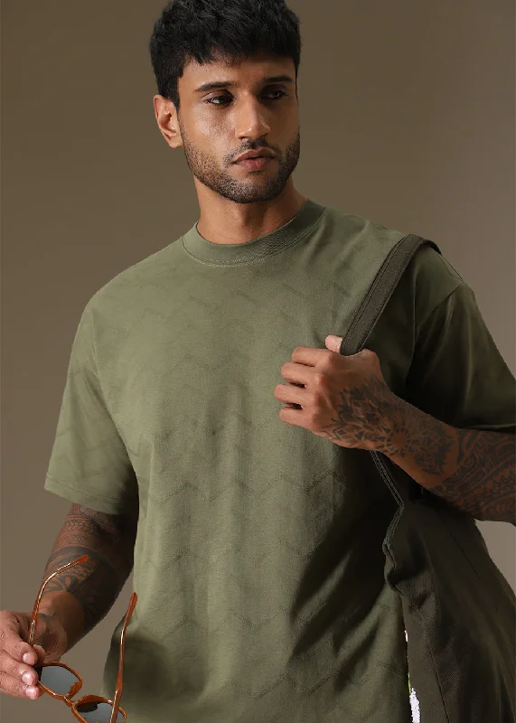 Olive Drop Shoulder Oversized T-shirt