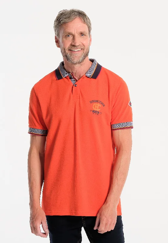 Polo homme orange, motif arrière