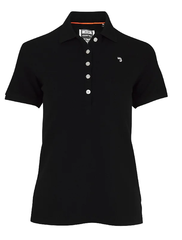 Polo Essentials femme noir caviar coupe droite en coton