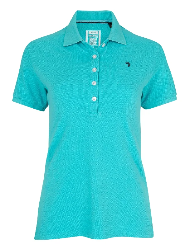 Polo Essentials femme bleu clair coupe droite en coton