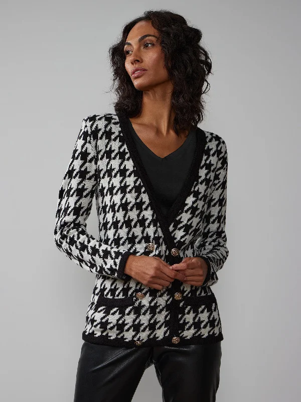 Double Breasted Houndstooth Cardigan