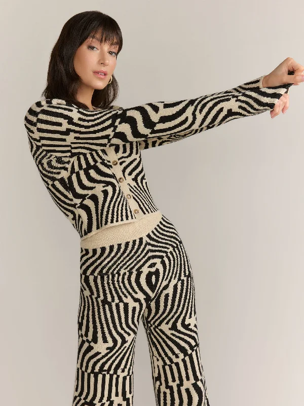 Gilli Abstract Zebra Print Cropped Cardigan - Brands We Love