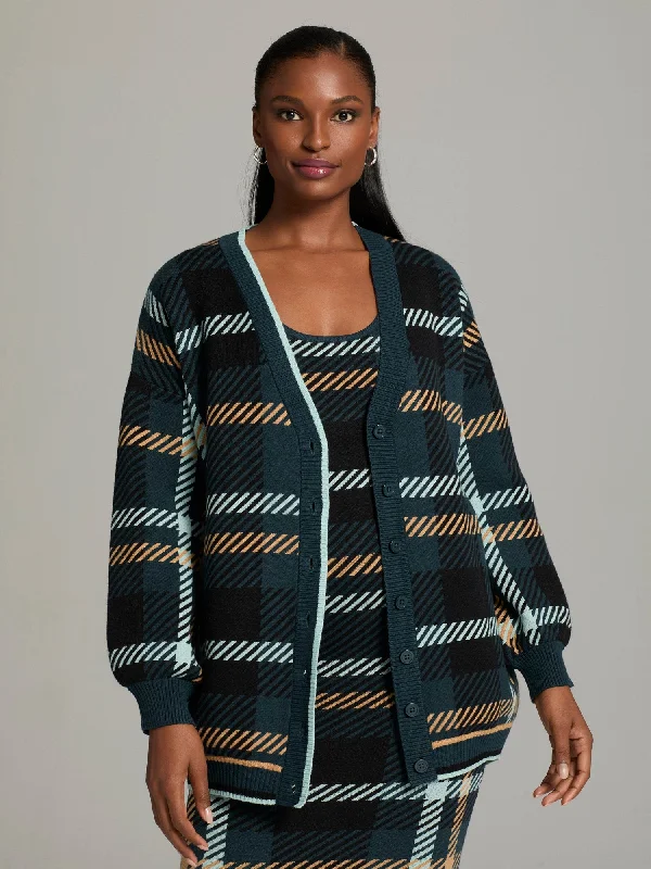 Aerith Plaid Tunic Cardigan