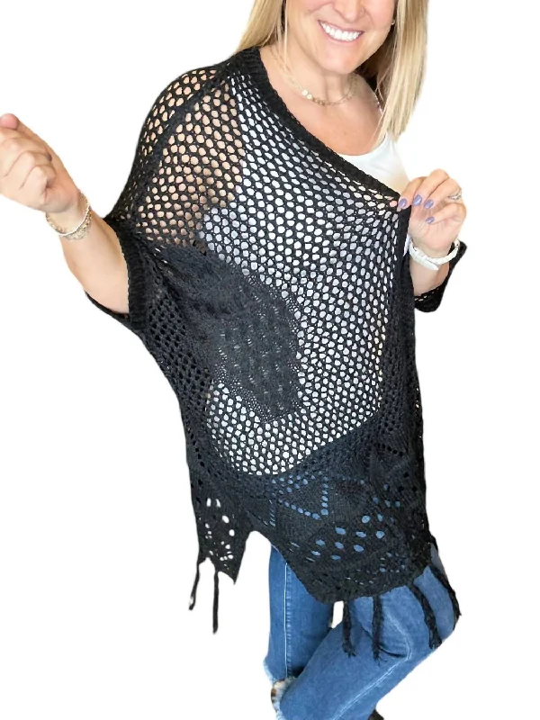 Amanda - Crocheted Cardigan In Black