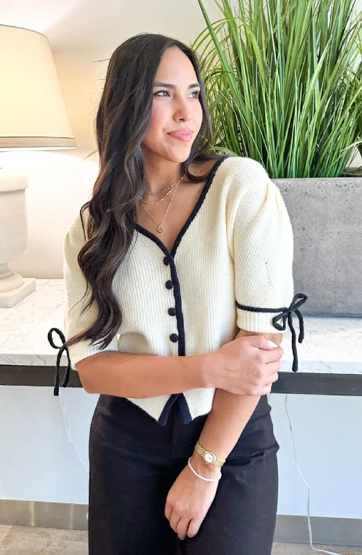 Born With It Creme Buttoned Cardigan Sweater