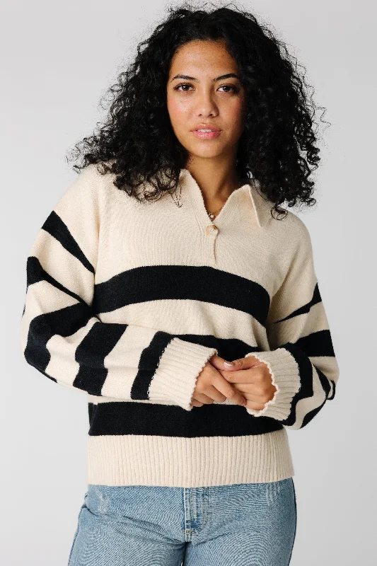 Coastal Stripe Button Pullover Sweater