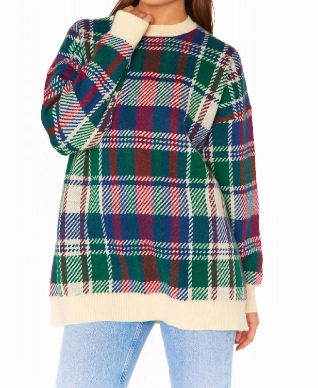 Ember Tunic Sweater In Holiday Plaid Knit