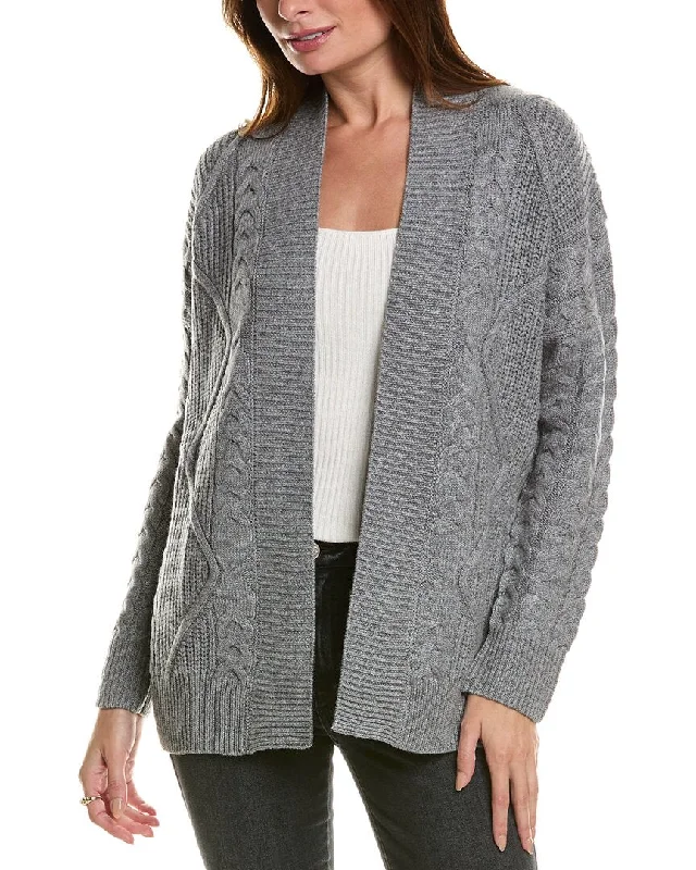 Forte Cashmere Luxe Cable Wool & Cashmere-Blend Cardigan