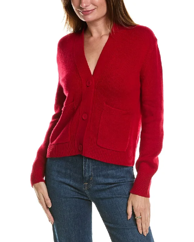 Forte Cashmere Pocket V-Neck Wool & Cashmere-Blend Cardigan