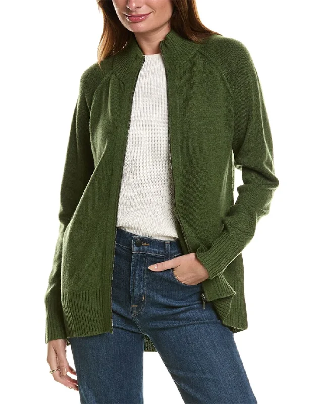 Forte Cashmere Sporty Zip Mock Wool & Cashmere-Blend Cardigan