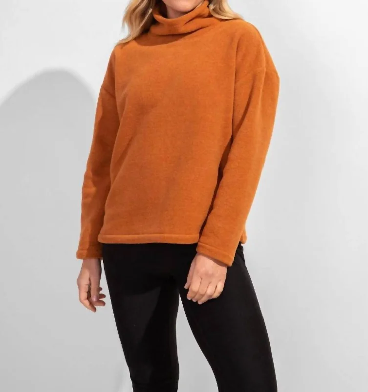 Frosted Polar Fleece Crop Pullover In Spice