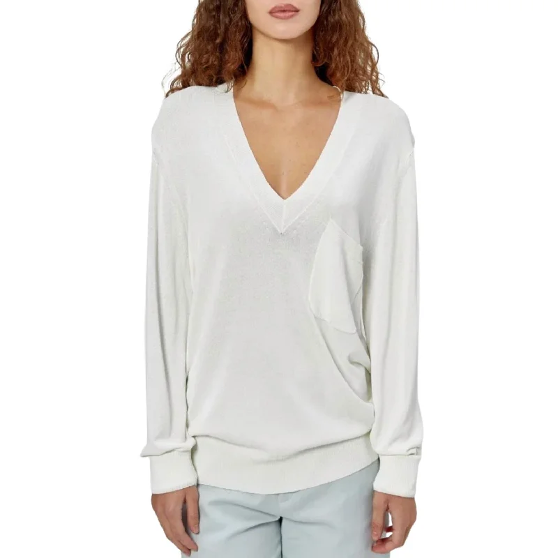 Marrim V Neck Sweater In Nature White