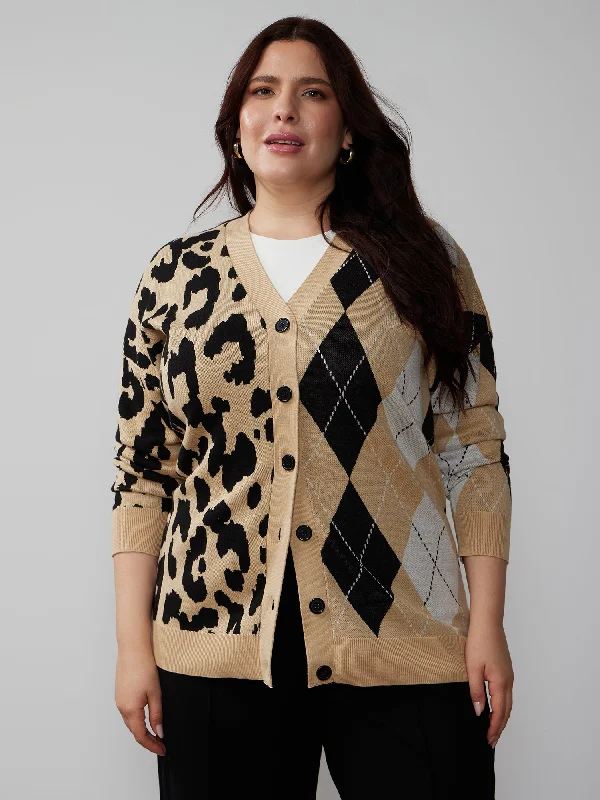 Plus Long Sleeve Half & Half Cardigan