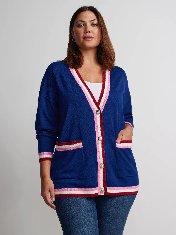 Plus Long Sleeve Tipped Cardigan