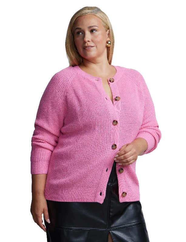 Plus Shaker Stitch Button Front Cardigan