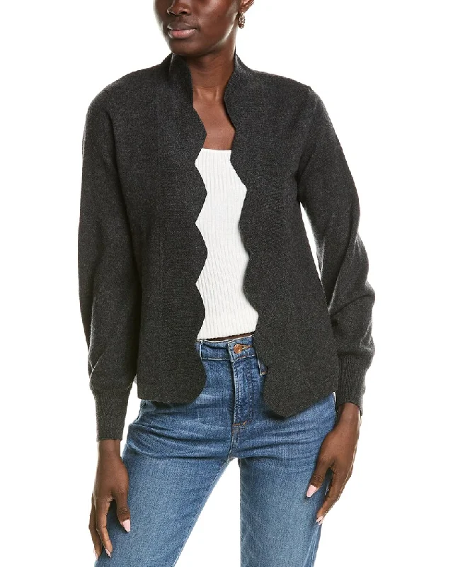 sofiacashmere Scallop Edge Cashmere Cardigan