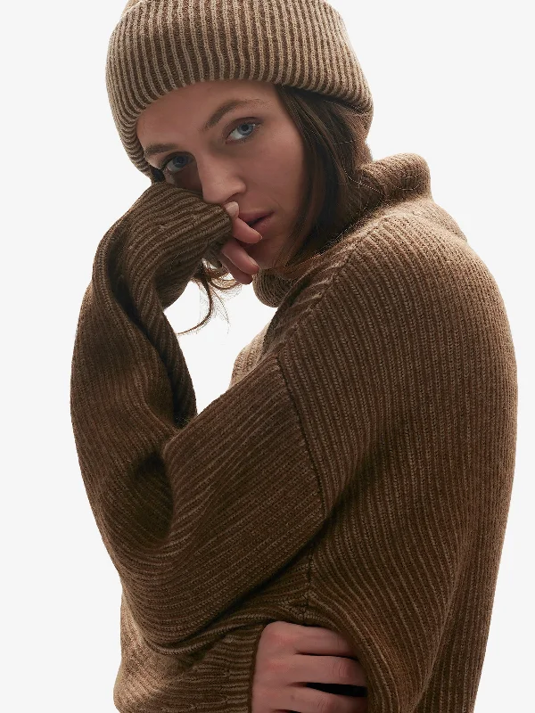 W BOXY TURTLENECK SWEATER - Desert Taupe