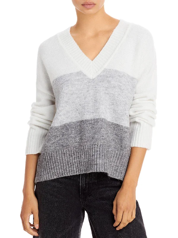 Womens Colorblock Knit Pullover Sweater