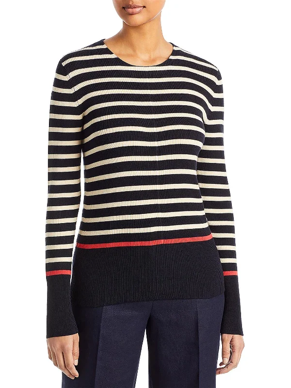 Womens Crewneck Striped Pullover Sweater