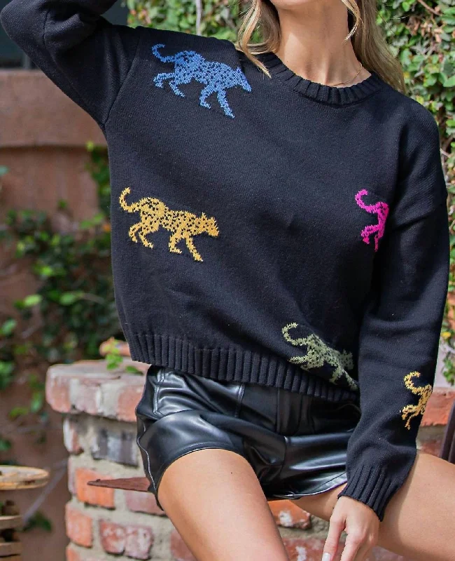 Women's Multi Colored Tigers Sweater In Black