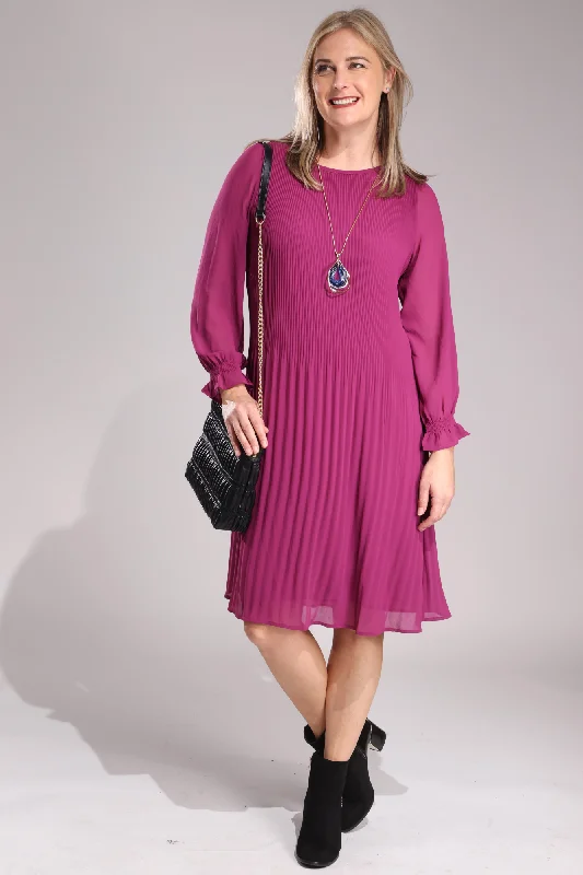 Fine pleat Chiffon Dress | RASPBERRY | 8546ZZ