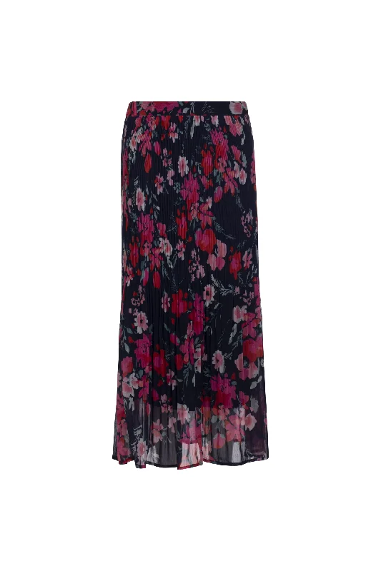 Mini pleat Skirt with lining | Pink Navy Garden | 8578AR