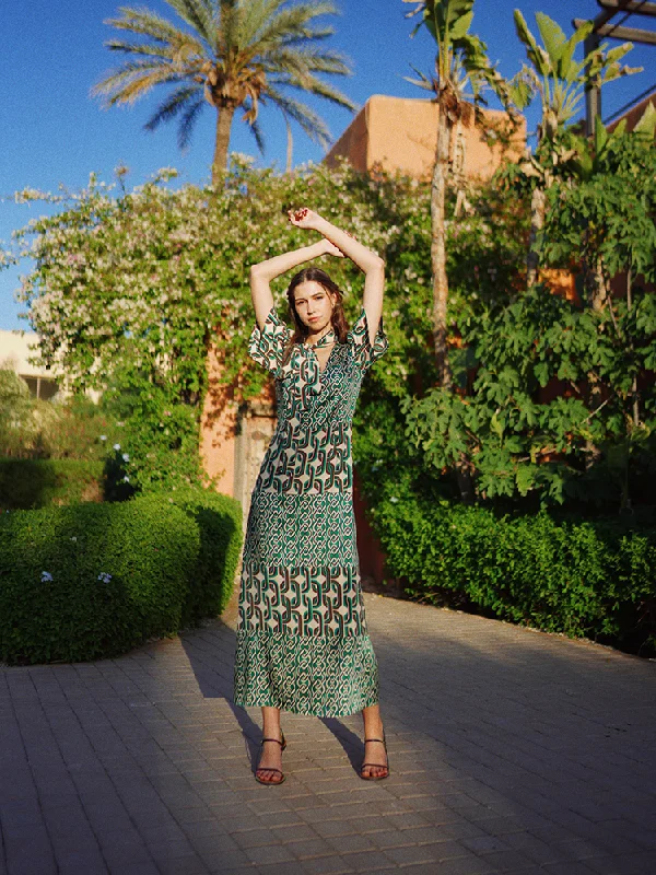 Nouss - Nouss Dress Green Print