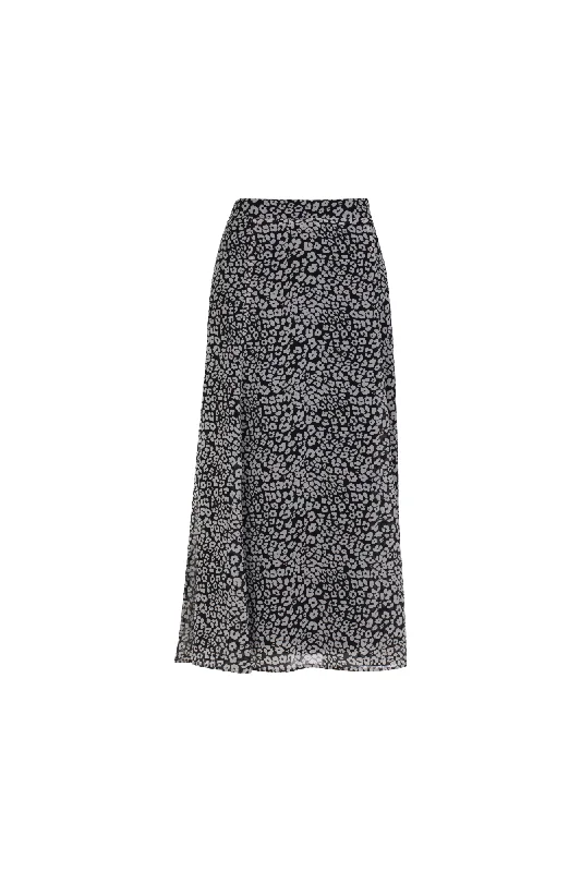 Printed Chiffon Skirt | BLACK WHITE SPOT | 7127AR