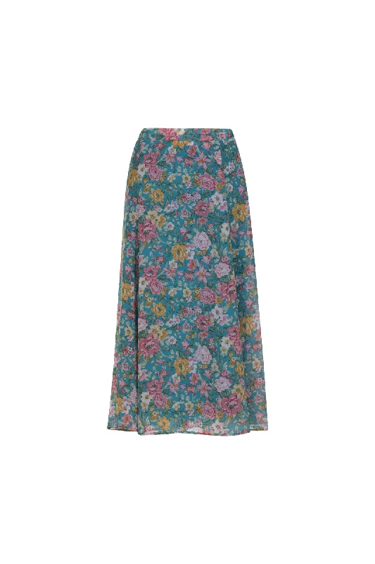 Printed Chiffon Skirt | Marine Pink Rose | 7127AR