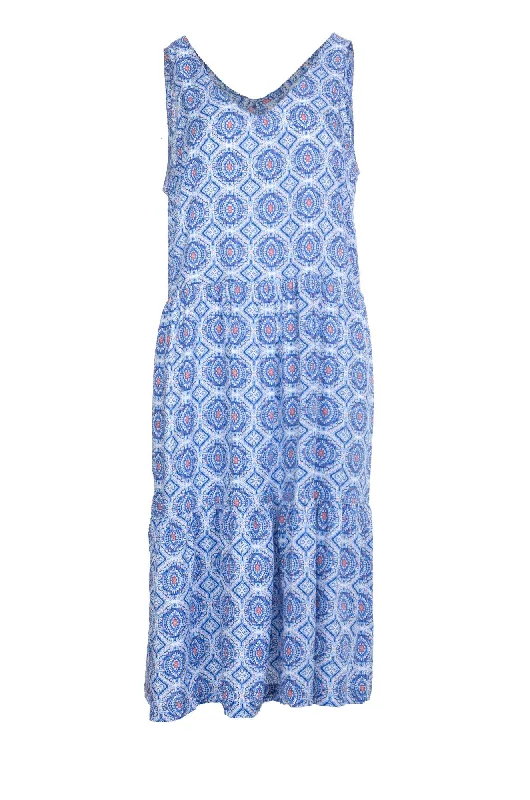 Printed sleeveless Dress | Sky Mosaic | 3347A1