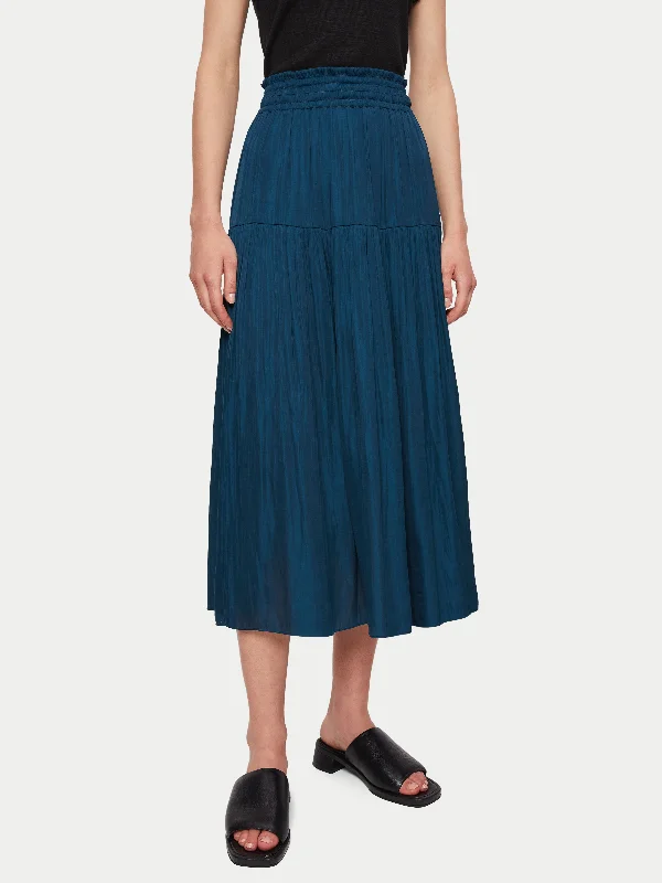 Recycled Satin Midi Skirt | Blue