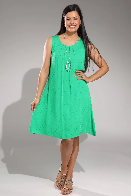 Sleeveless pleat front Dress | KELLY GREEN | 6133A1