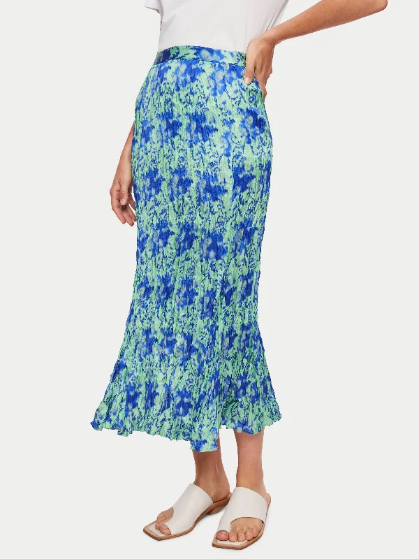 Tie Dye Crinkle Silk Mix Skirt | Blue