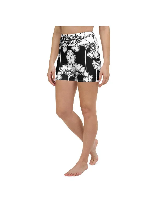 Japanese Floral Yoga Shorts