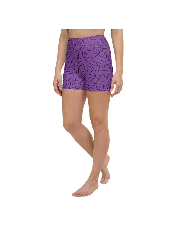 Purple Black Line Yoga Shorts